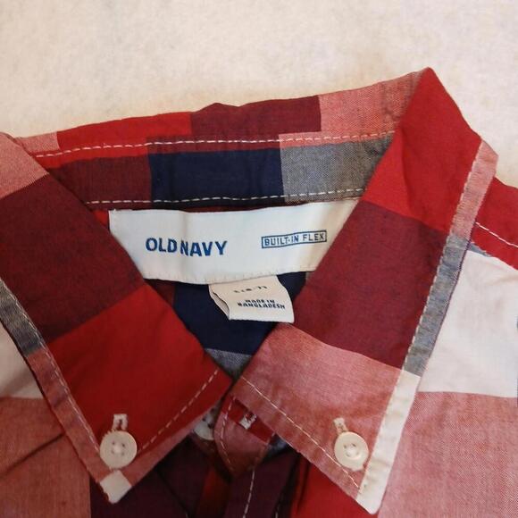 Old Navy Pocket Poplin Shirt Size Small (6-7) Plaid Flex Stretch Lightweight - Picture 4 of 7